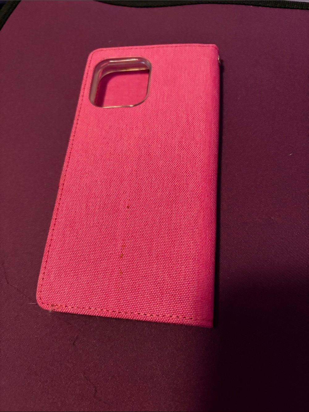 Pink Fabric Flip Phone Wallet Case - IPhone 14 promax